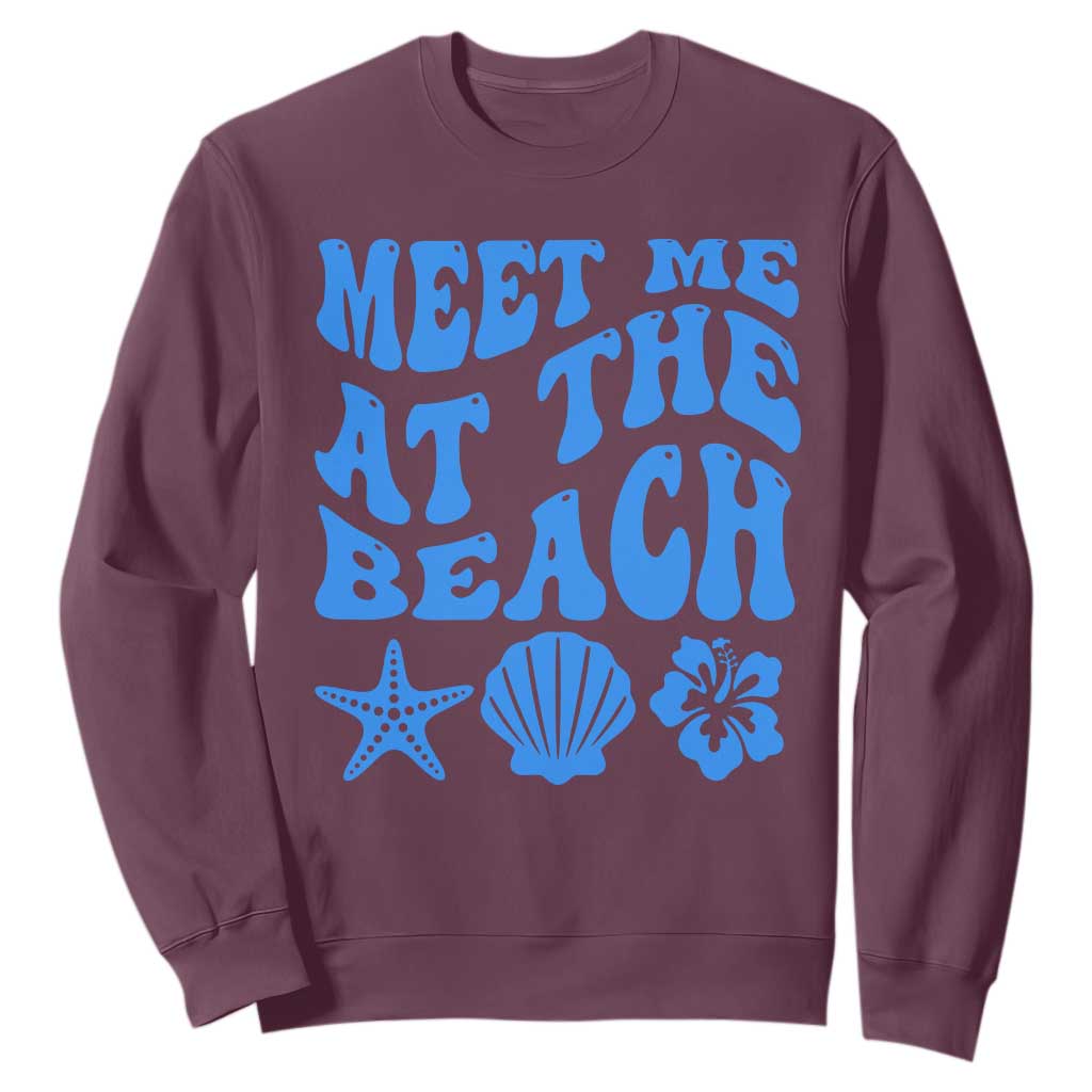 Meet Me At The Beach Sweatshirt Tropical Summer Vacation Graphic