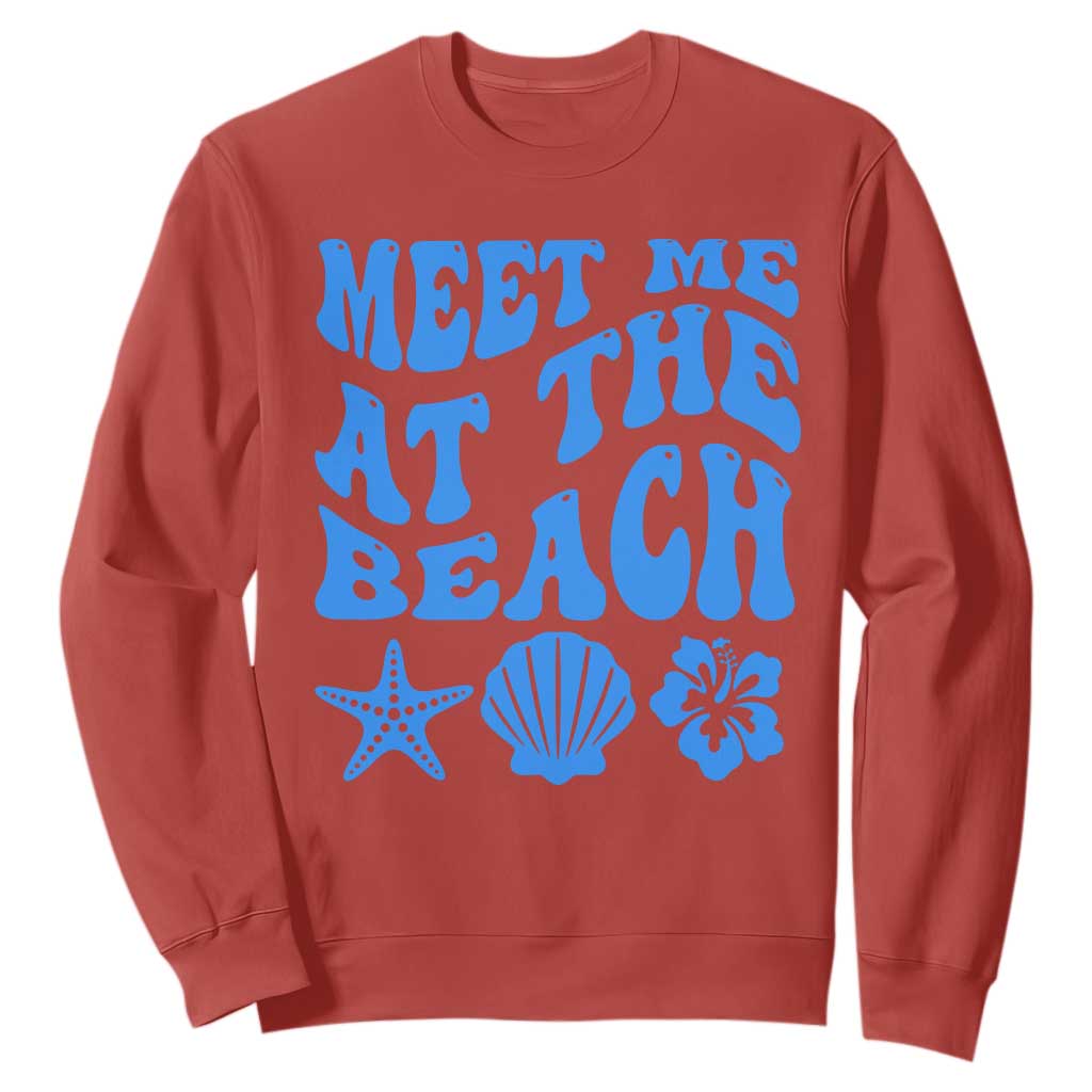 Meet Me At The Beach Sweatshirt Tropical Summer Vacation Graphic