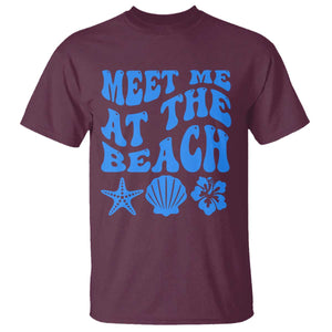 Meet Me At The Beach T Shirt Tropical Summer Vacation Graphic TS12 Maroon Print Your Wear