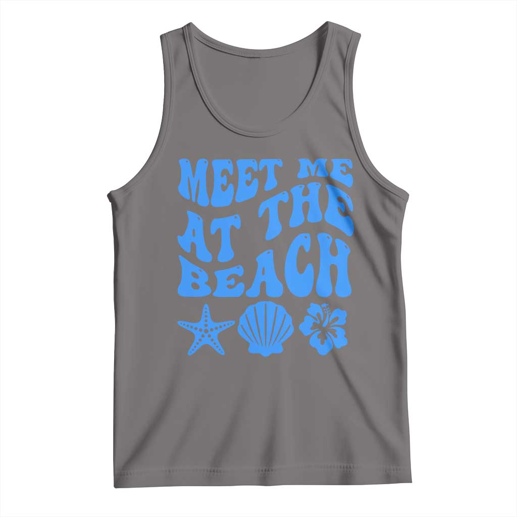 Meet Me At The Beach Tank Top Tropical Summer Vacation Graphic TS12 Deep Heather Print Your Wear