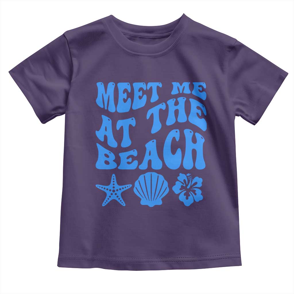 Meet Me At The Beach Toddler T Shirt Tropical Summer Vacation Graphic TS12 Purple Print Your Wear