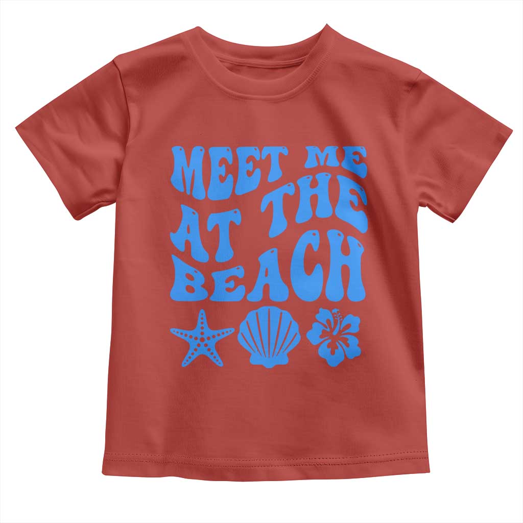Meet Me At The Beach Toddler T Shirt Tropical Summer Vacation Graphic TS12 Red Print Your Wear