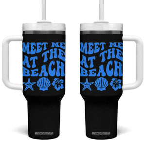Meet Me At The Beach Tumbler With Handle Tropical Summer Vacation Graphic