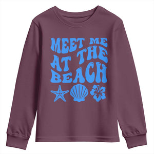 Meet Me At The Beach Youth Sweatshirt Tropical Summer Vacation Graphic TS12 Maroon Print Your Wear