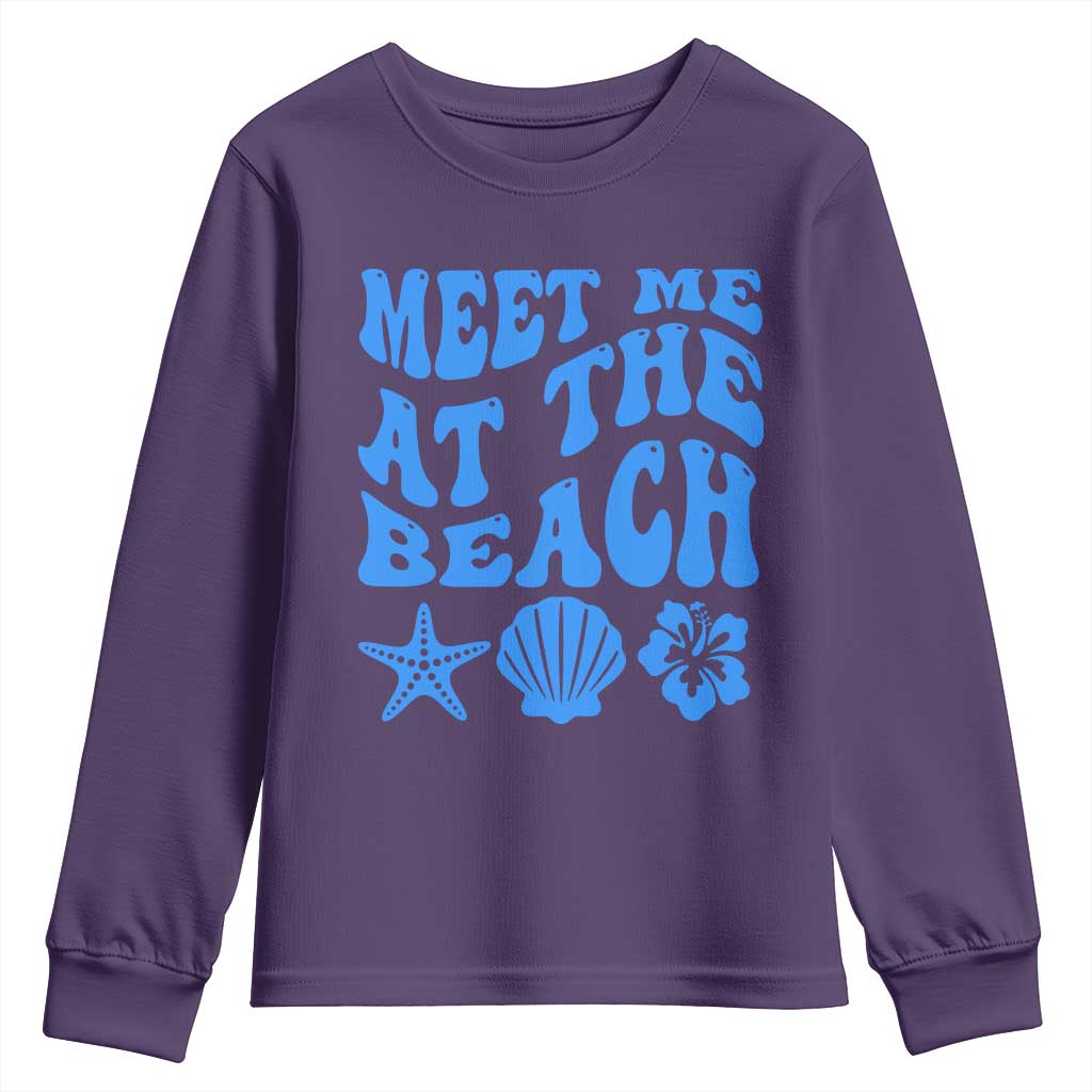 Meet Me At The Beach Youth Sweatshirt Tropical Summer Vacation Graphic TS12 Purple Print Your Wear