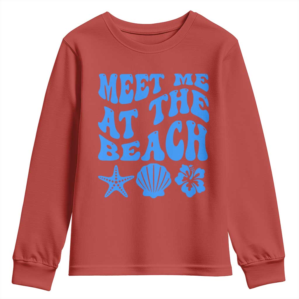 Meet Me At The Beach Youth Sweatshirt Tropical Summer Vacation Graphic TS12 Red Print Your Wear
