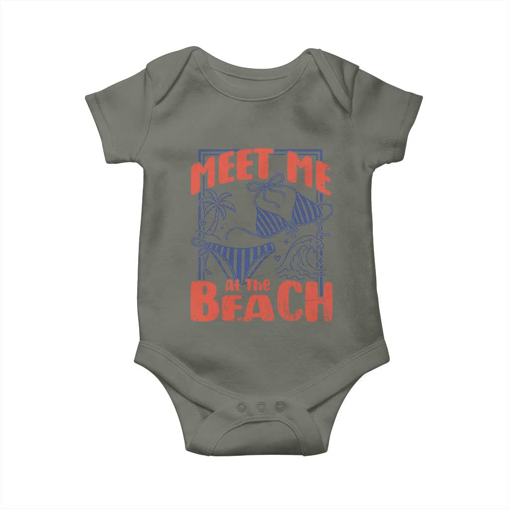 Meet Me At The Beach Baby Onesie Summer Girls Trip Bikini Lover Gift TS12 Military Green Print Your Wear