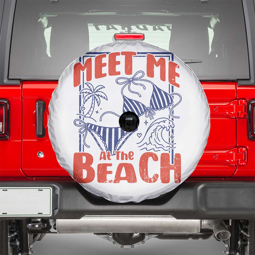 Meet Me At The Beach Spare Tire Cover Summer Girls Trip Bikini Lover Gift TS12 White Print Your Wear