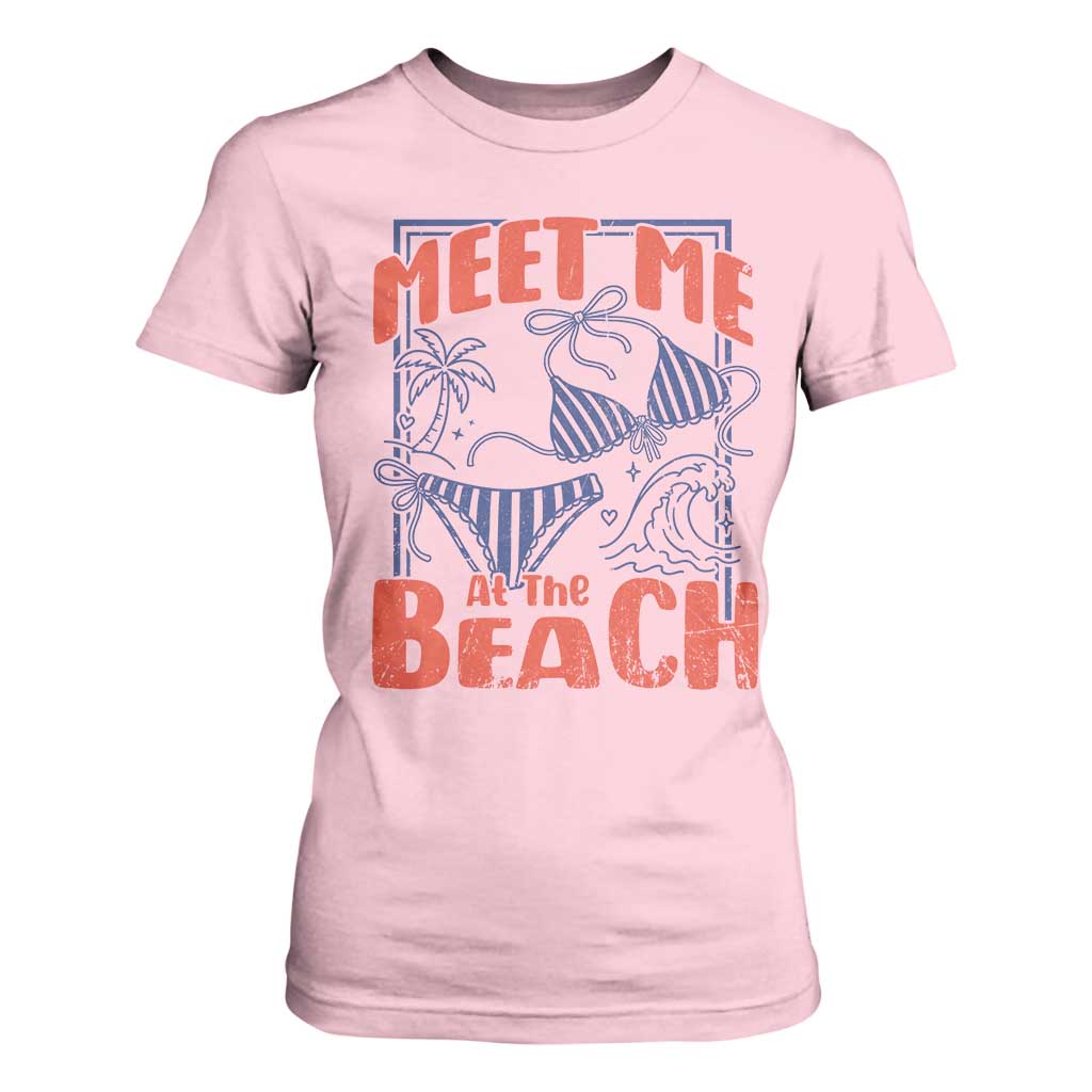 Meet Me At The Beach T Shirt For Women Summer Girls Trip Bikini Lover Gift TS12 Light Pink Print Your Wear