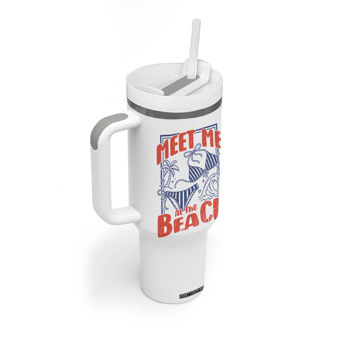 Meet Me At The Beach Tumbler With Handle Summer Girls Trip Bikini Lover Gift TS12 Print Your Wear