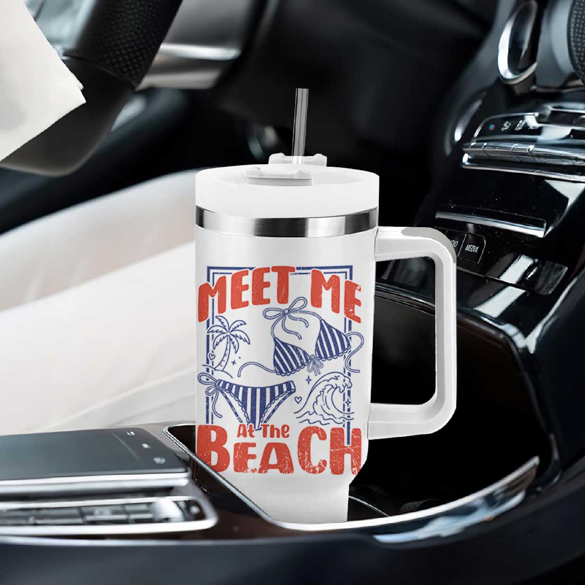 Meet Me At The Beach Tumbler With Handle Summer Girls Trip Bikini Lover Gift TS12 Print Your Wear