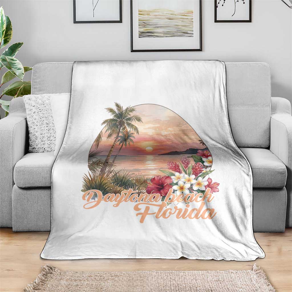 Daytona Beach Florida Throw Blanket Tropical Palm Tree Ocean Travel Gift TS12 Print Your Wear