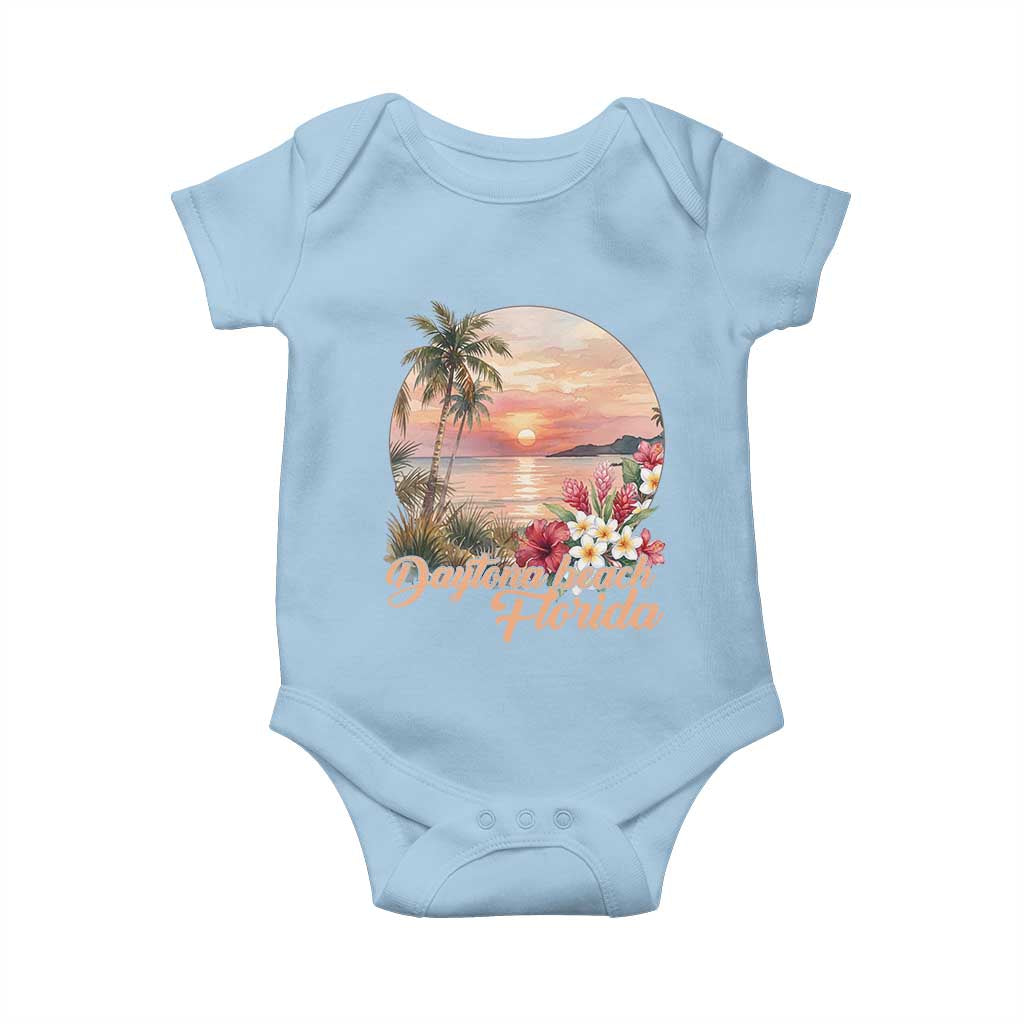 Daytona Beach Florida Baby Onesie Tropical Palm Tree Ocean Travel Gift TS12 Light Blue Print Your Wear