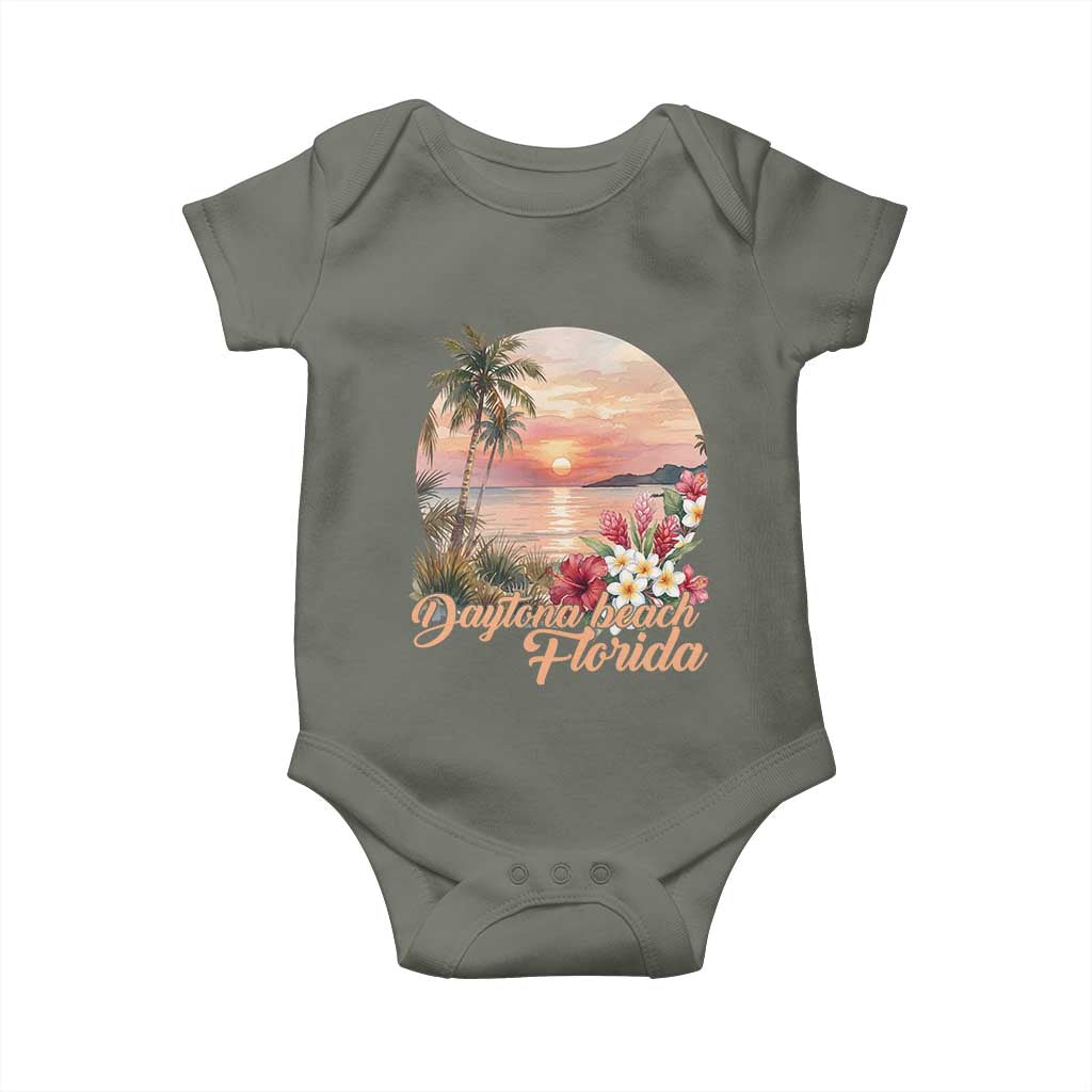 Daytona Beach Florida Baby Onesie Tropical Palm Tree Ocean Travel Gift TS12 Military Green Print Your Wear
