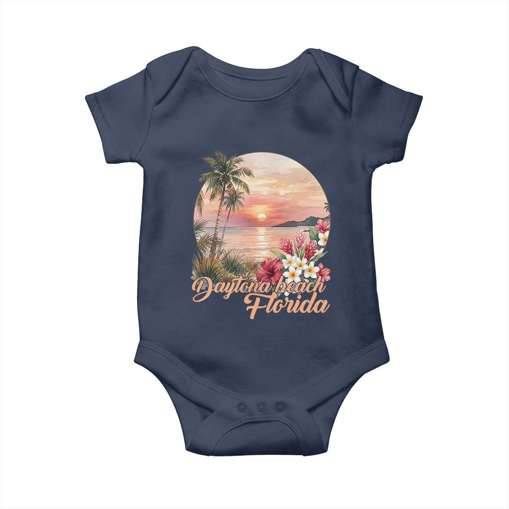 Daytona Beach Florida Baby Onesie Tropical Palm Tree Ocean Travel Gift TS12 Navy Print Your Wear