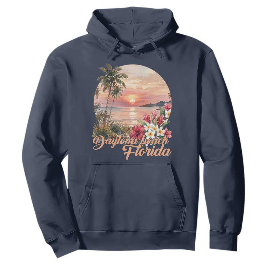 Daytona Beach Florida Hoodie Tropical Palm Tree Ocean Travel Gift TS12 Navy Print Your Wear