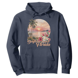 Daytona Beach Florida Hoodie Tropical Palm Tree Ocean Travel Gift TS12 Navy Print Your Wear