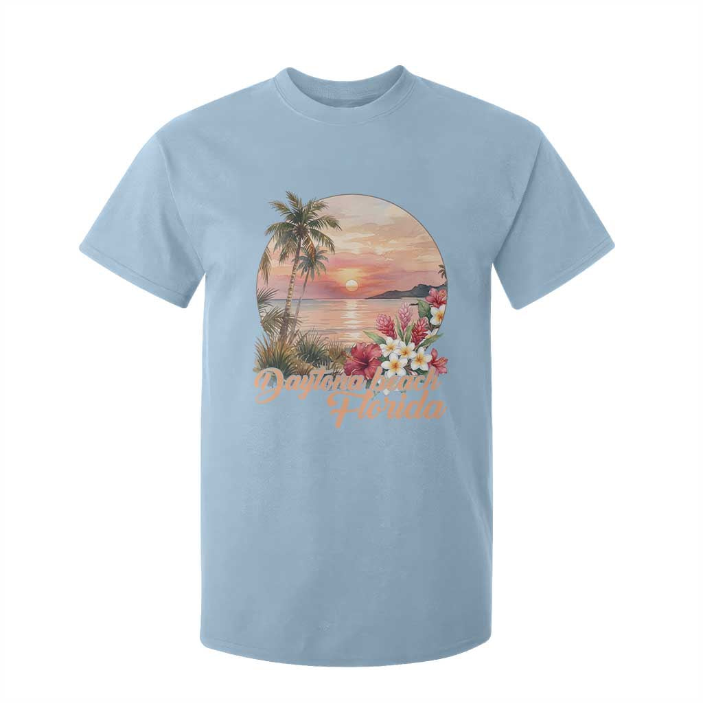 Daytona Beach Florida T Shirt For Kid Tropical Palm Tree Ocean Travel Gift TS12 Light Blue Print Your Wear