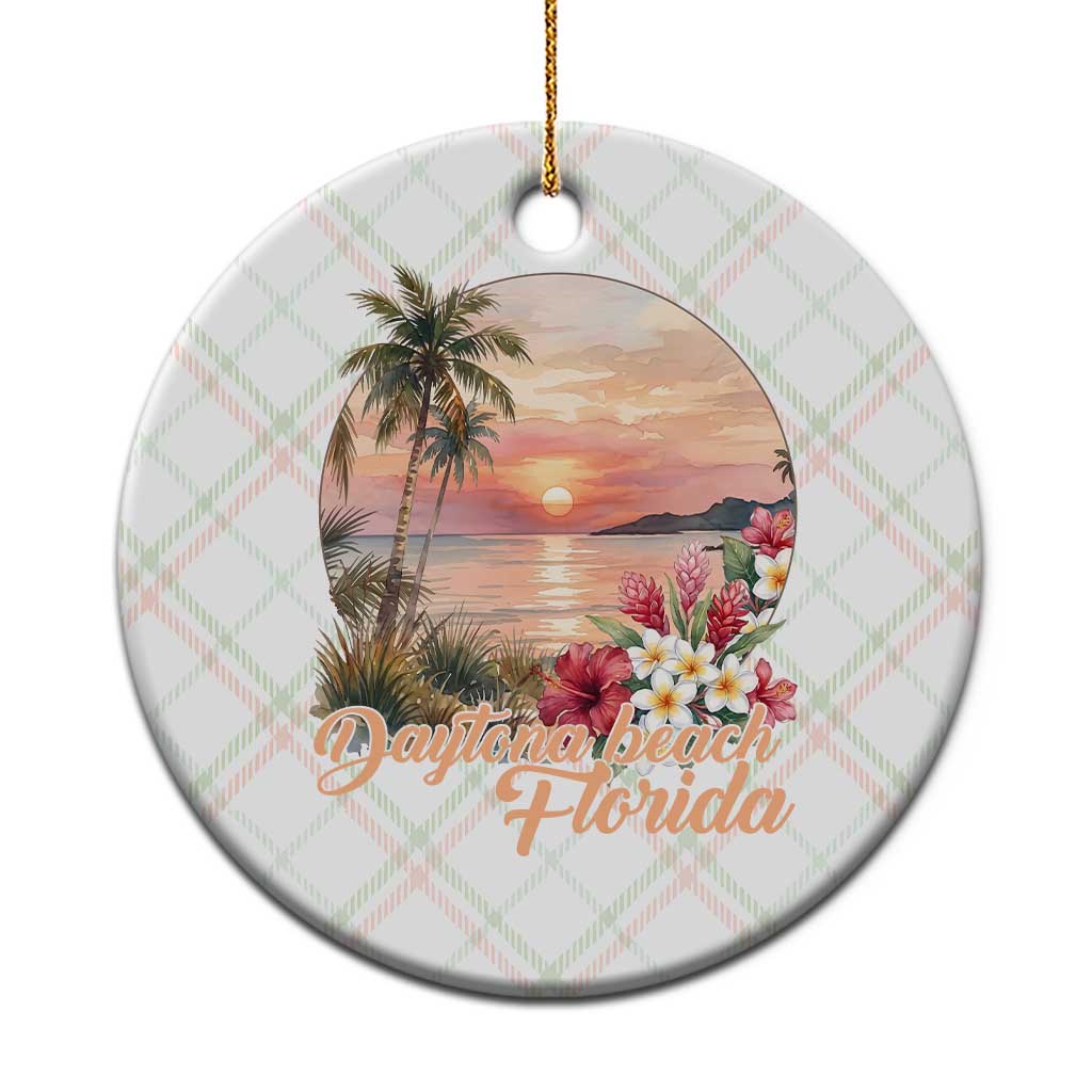 Daytona Beach Florida Ceramic Ornament Tropical Palm Tree Ocean Travel Gift TS12 1pc Christmas Plaid Print Your Wear