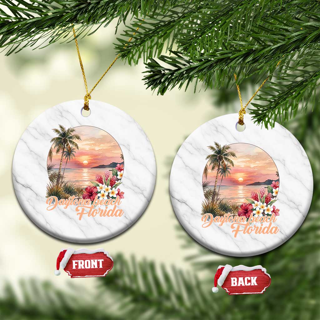 Daytona Beach Florida Ceramic Ornament Tropical Palm Tree Ocean Travel Gift TS12 1pc White Marble Print Your Wear