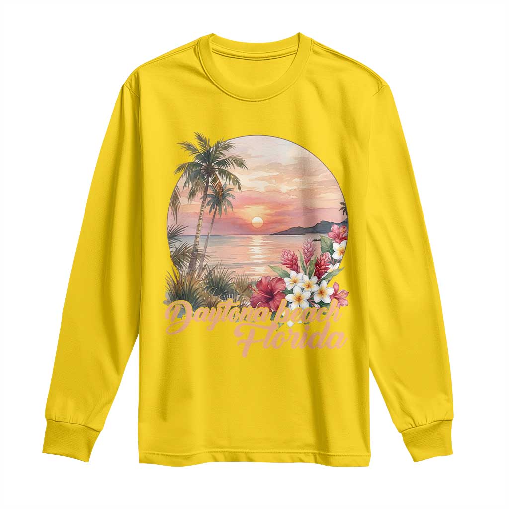 Daytona Beach Florida Long Sleeve Shirt Tropical Palm Tree Ocean Travel Gift TS12 Daisy Print Your Wear