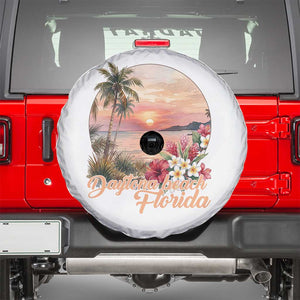 Daytona Beach Florida Spare Tire Cover Tropical Palm Tree Ocean Travel Gift TS12 White Print Your Wear