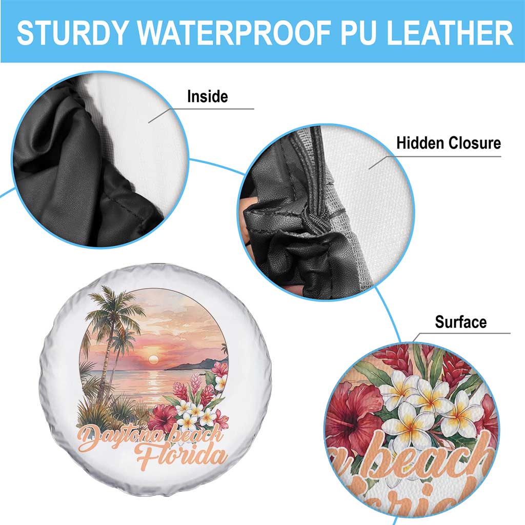 Daytona Beach Florida Spare Tire Cover Tropical Palm Tree Ocean Travel Gift TS12 Print Your Wear