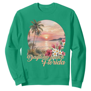 Daytona Beach Florida Sweatshirt Tropical Palm Tree Ocean Travel Gift TS12 Irish Green Print Your Wear