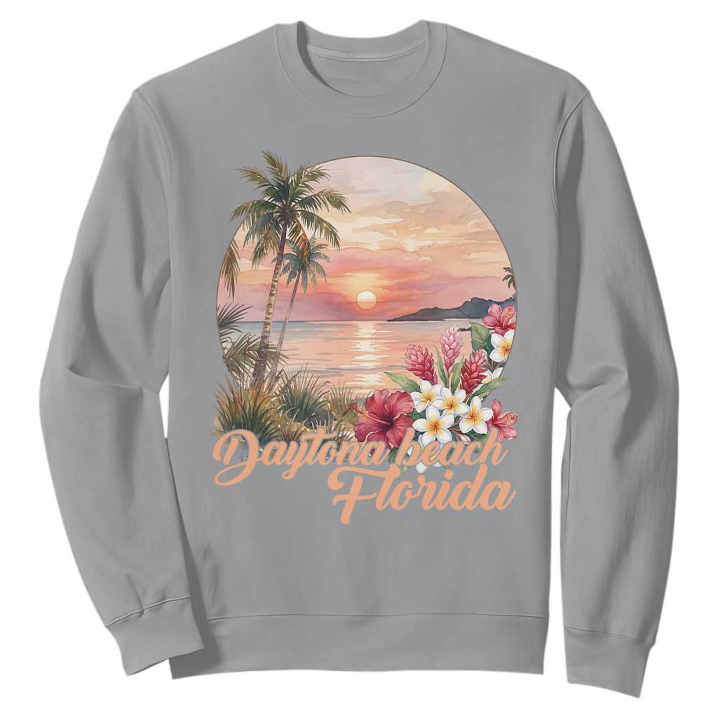 Daytona Beach Florida Sweatshirt Tropical Palm Tree Ocean Travel Gift TS12 Sport Gray Print Your Wear