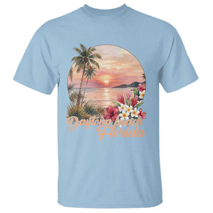 Daytona Beach Florida T Shirt Tropical Palm Tree Ocean Travel Gift TS12 Light Blue Print Your Wear