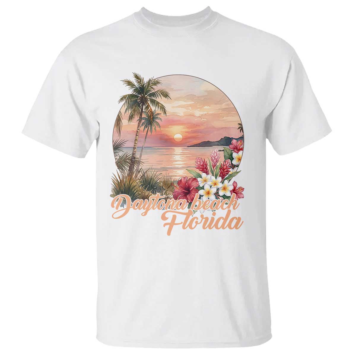 Daytona Beach Florida T Shirt Tropical Palm Tree Ocean Travel Gift TS12 White Print Your Wear