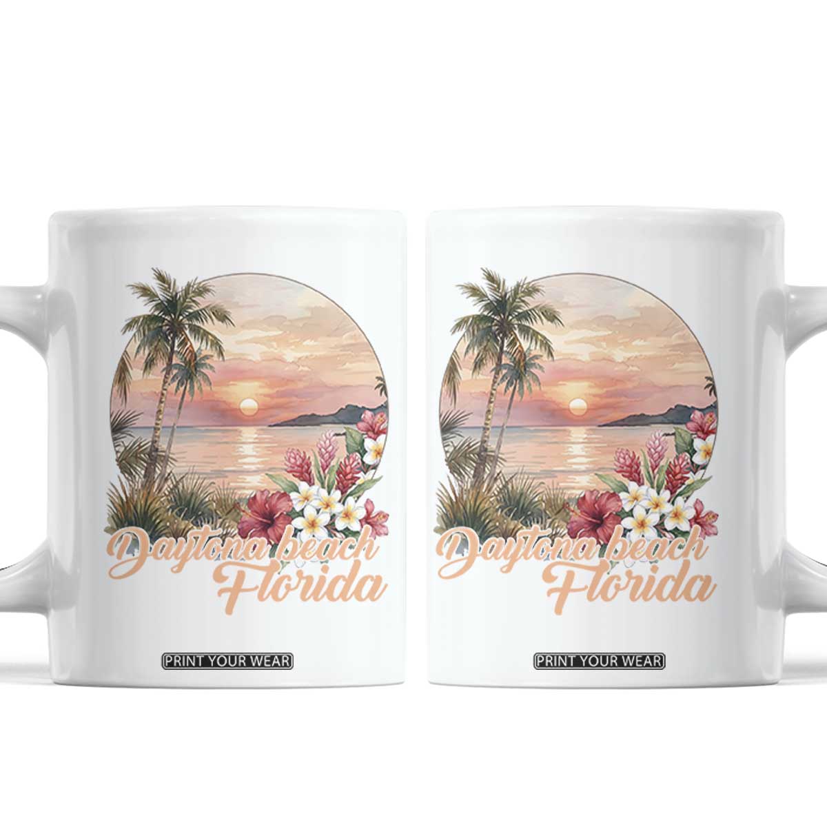 Daytona Beach Florida Coffee Mug Tropical Palm Tree Ocean Travel Gift