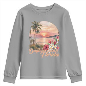 Daytona Beach Florida Youth Sweatshirt Tropical Palm Tree Ocean Travel Gift TS12 Sport Gray Print Your Wear