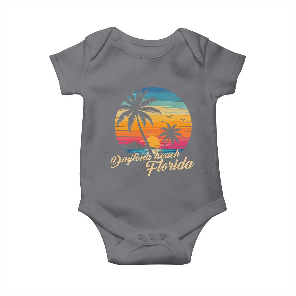 Vintage Daytona Beach Florida Baby Onesie Summer Vacation Graphic TS12 Charcoal Print Your Wear