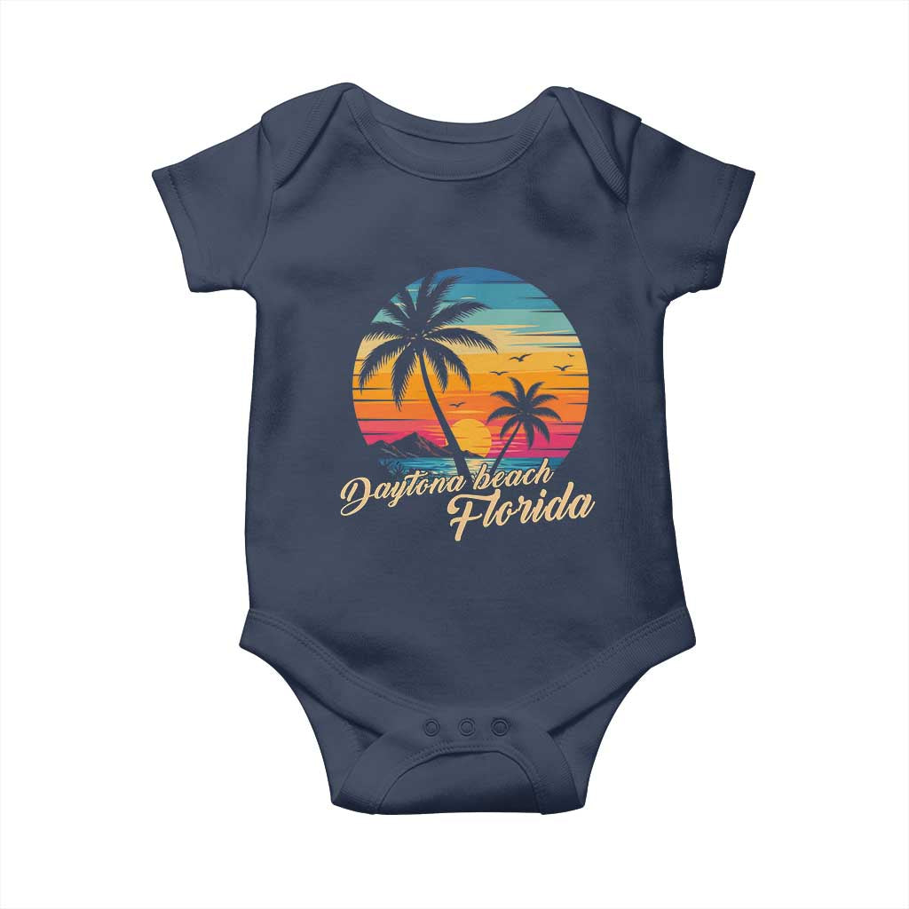 Vintage Daytona Beach Florida Baby Onesie Summer Vacation Graphic TS12 Navy Print Your Wear