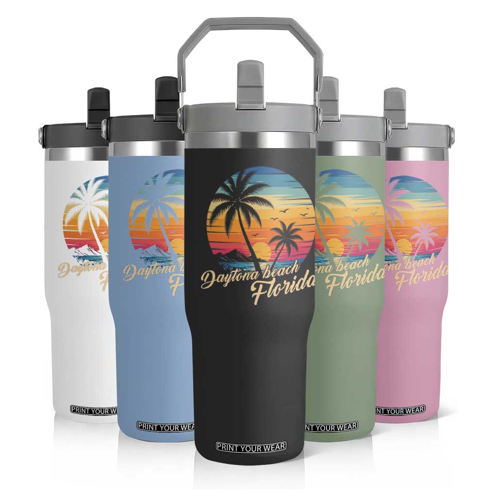 Vintage Daytona Beach Florida Flip Straw Tumbler Summer Vacation Graphic TS12 Print Your Wear