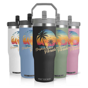 Vintage Daytona Beach Florida Flip Straw Tumbler Summer Vacation Graphic TS12 Print Your Wear