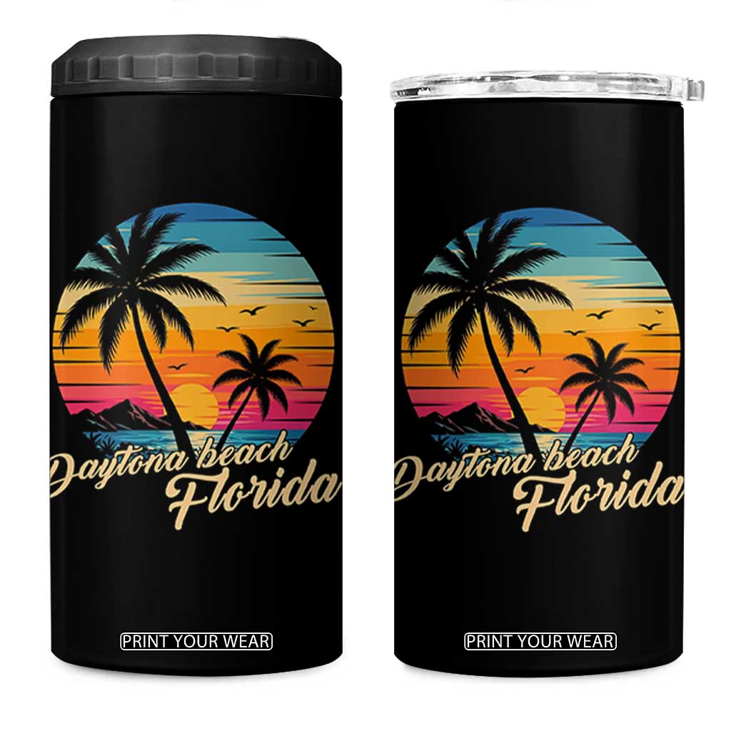 Vintage Daytona Beach Florida 4 in 1 Can Cooler Tumbler Summer Vacation Graphic TS12 One Size: 16 oz Black Print Your Wear