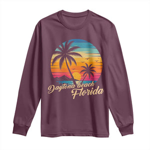 Vintage Daytona Beach Florida Long Sleeve Shirt Summer Vacation Graphic TS12 Maroon Print Your Wear