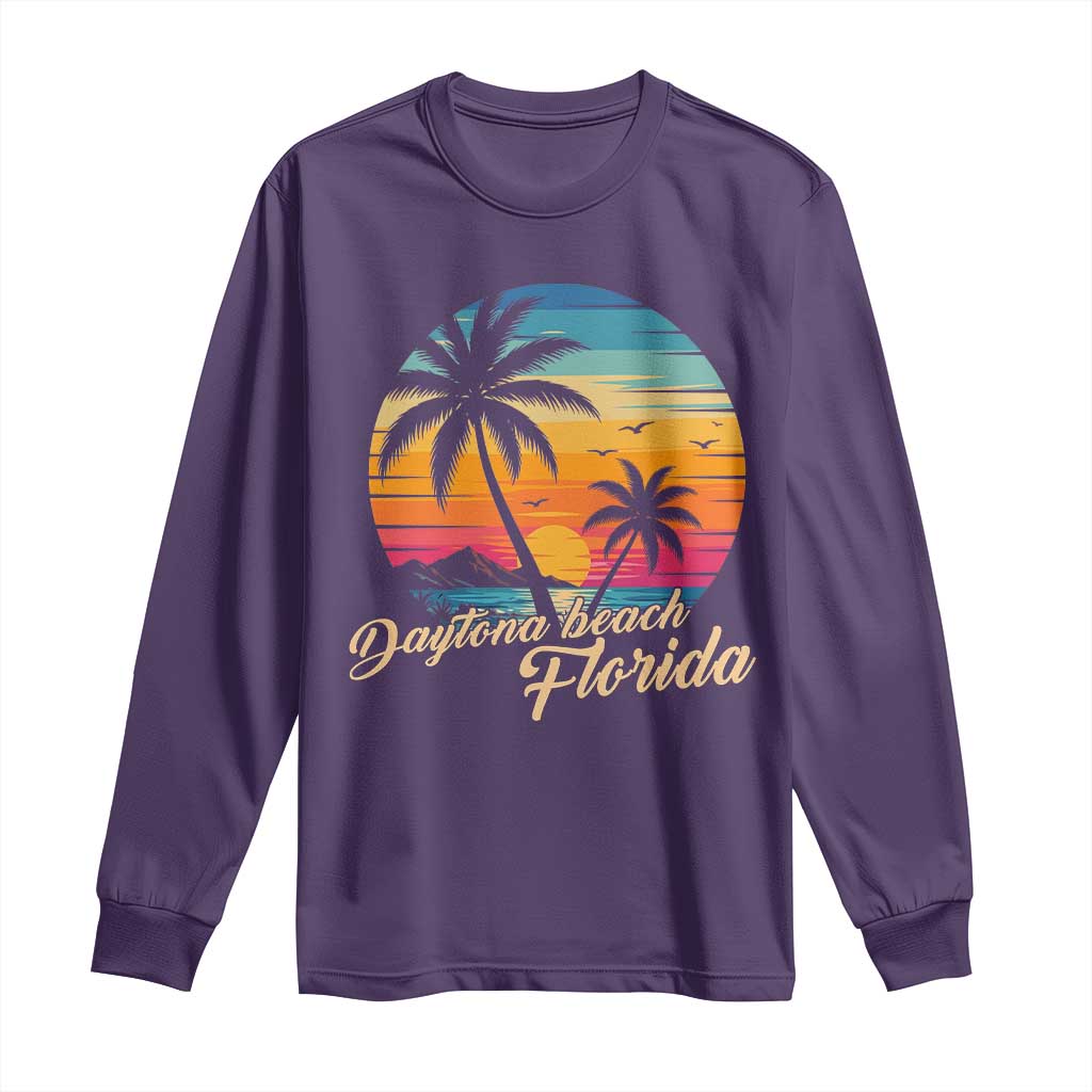 Vintage Daytona Beach Florida Long Sleeve Shirt Summer Vacation Graphic TS12 Purple Print Your Wear