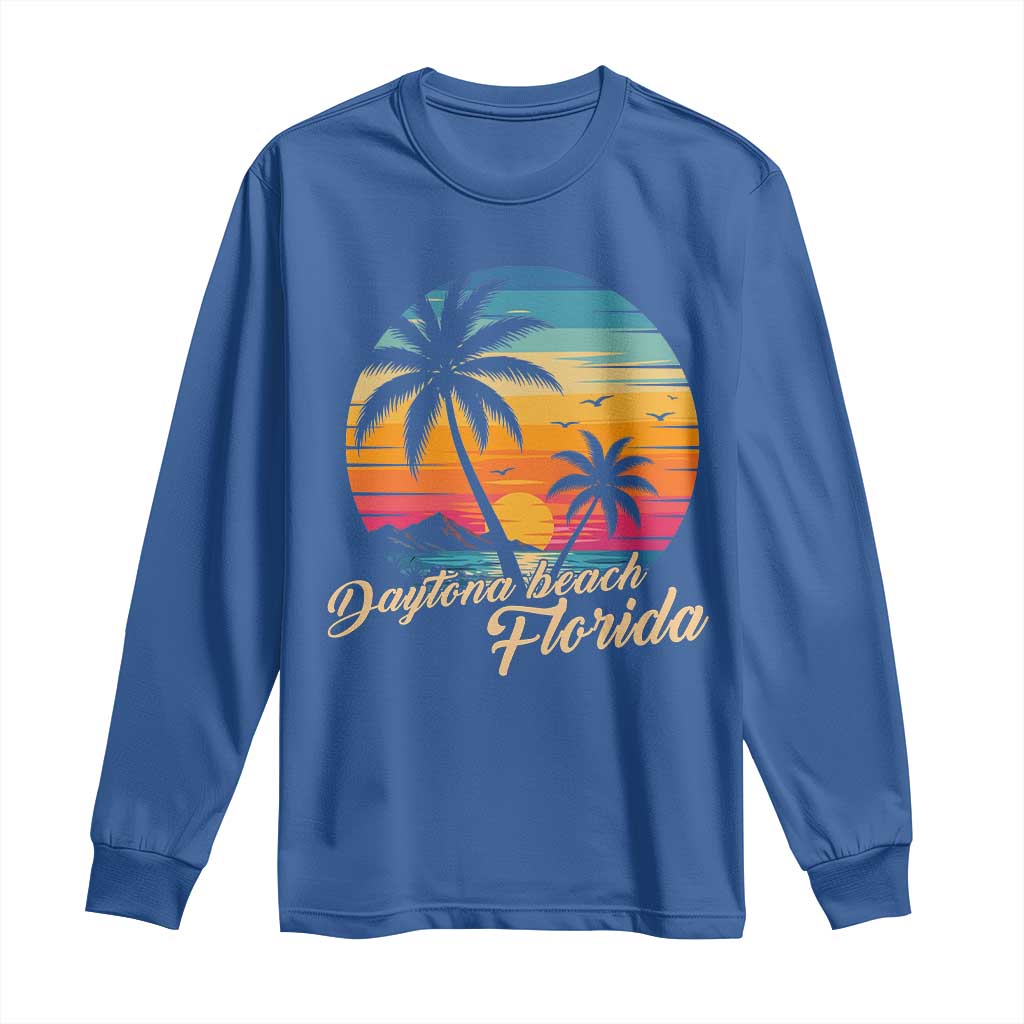 Vintage Daytona Beach Florida Long Sleeve Shirt Summer Vacation Graphic TS12 Royal Blue Print Your Wear