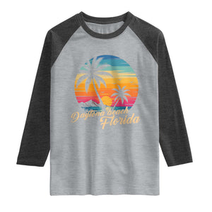 Vintage Daytona Beach Florida Raglan Shirt Summer Vacation Graphic TS12 Heather Gray Heather Charcoal Print Your Wear