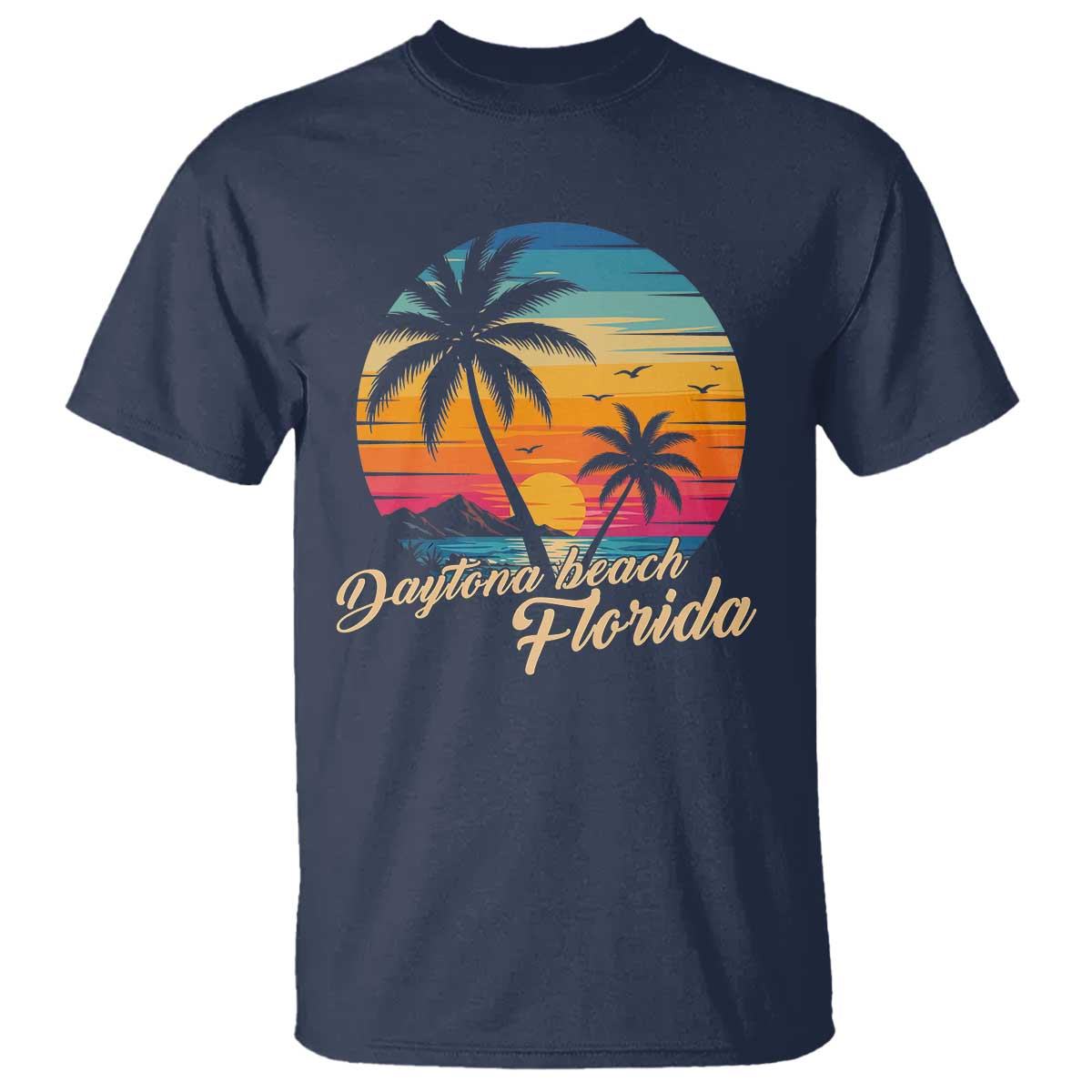 Vintage Daytona Beach Florida T Shirt Summer Vacation Graphic TS12 Navy Print Your Wear