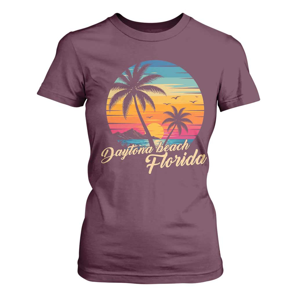 Vintage Daytona Beach Florida T Shirt For Women Summer Vacation Graphic TS12 Maroon Print Your Wear