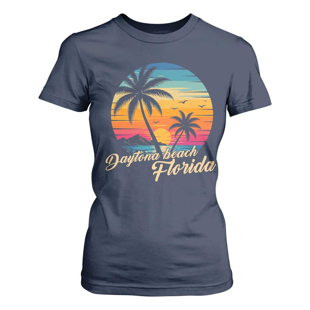 Vintage Daytona Beach Florida T Shirt For Women Summer Vacation Graphic TS12 Navy Print Your Wear