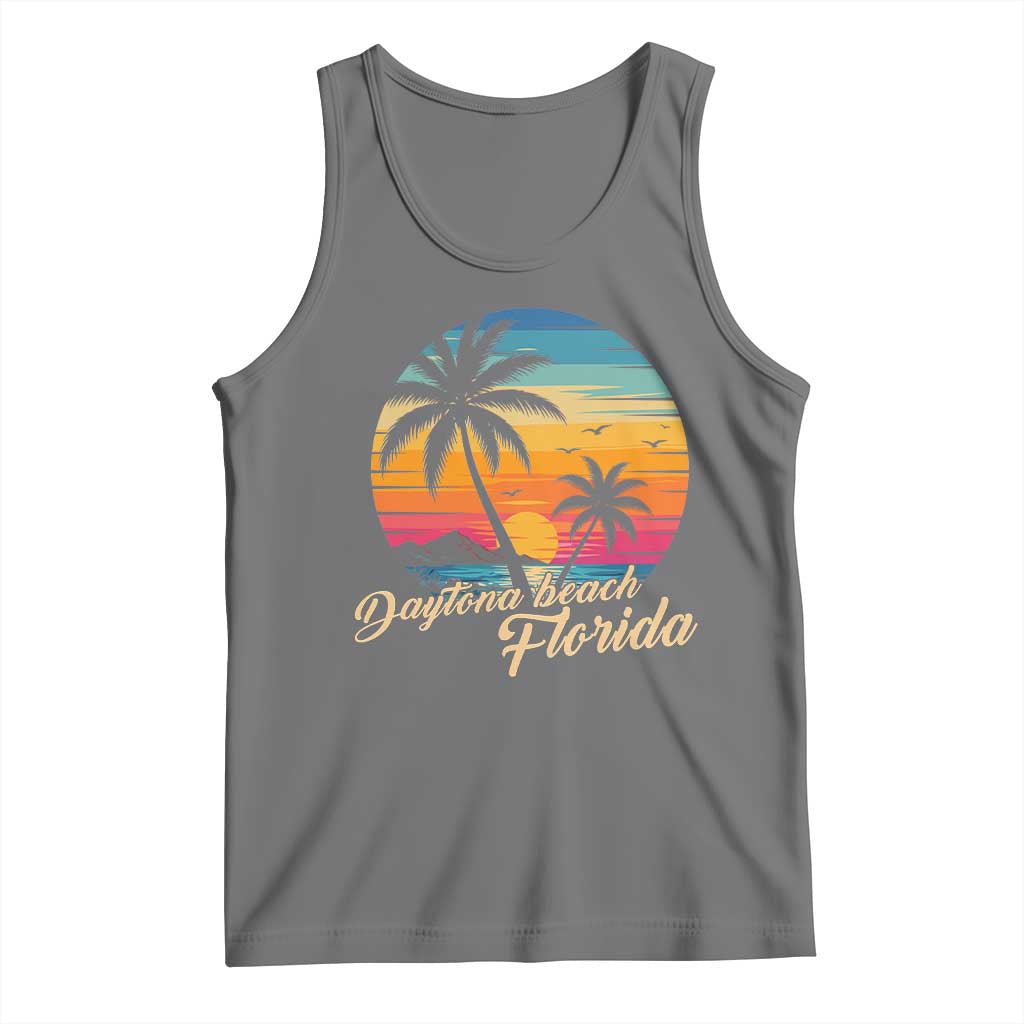 Vintage Daytona Beach Florida Tank Top Summer Vacation Graphic TS12 Black Heather Print Your Wear