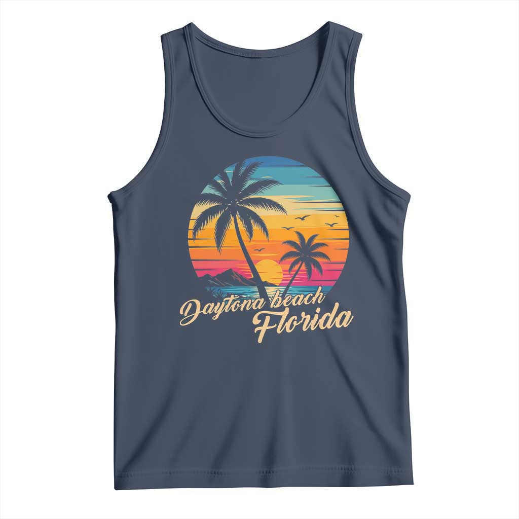 Vintage Daytona Beach Florida Tank Top Summer Vacation Graphic TS12 Navy Print Your Wear