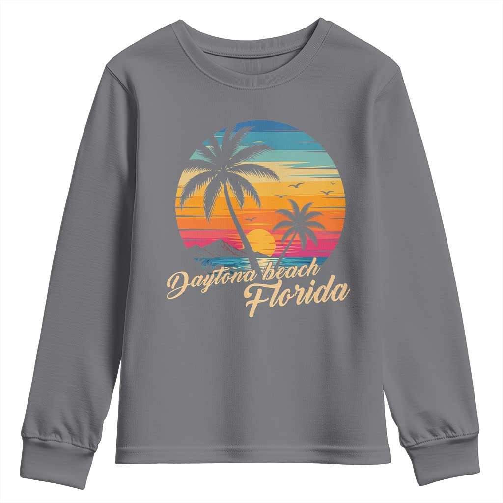 Vintage Daytona Beach Florida Youth Sweatshirt Summer Vacation Graphic TS12 Charcoal Print Your Wear