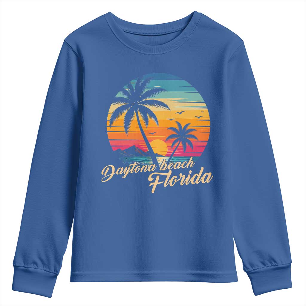 Vintage Daytona Beach Florida Youth Sweatshirt Summer Vacation Graphic TS12 Royal Blue Print Your Wear