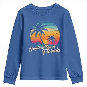 Vintage Daytona Beach Florida Youth Sweatshirt Summer Vacation Graphic TS12 Royal Blue Print Your Wear